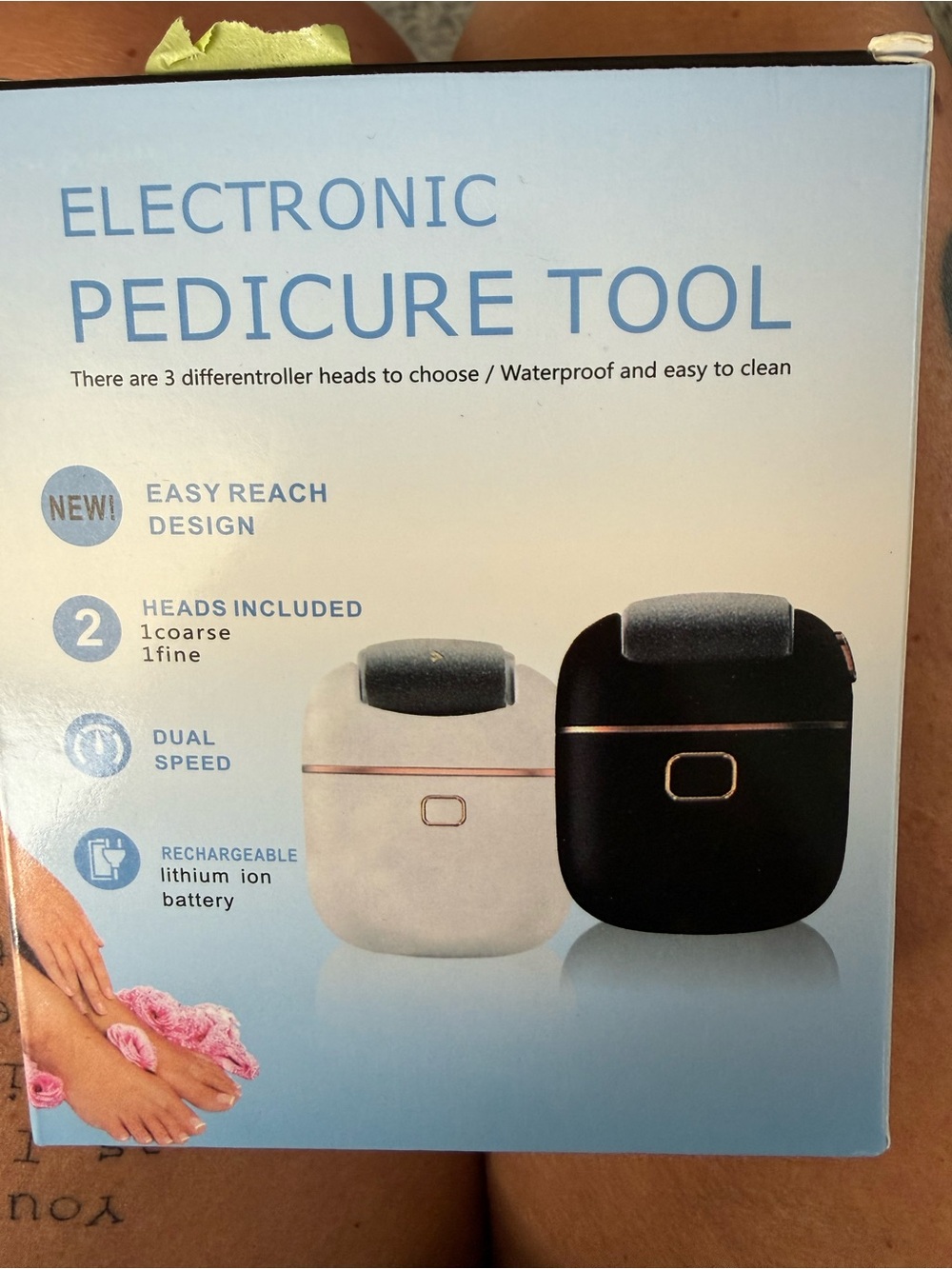 Rechargeable Electronic Pedicure Tool - Black and White